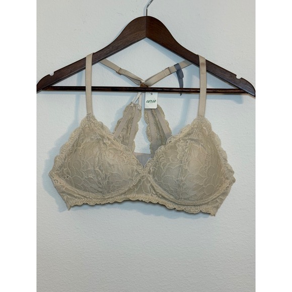 aerie Other - Aerie Plunge Lace Racerback Bra Beige 38B New with Tags